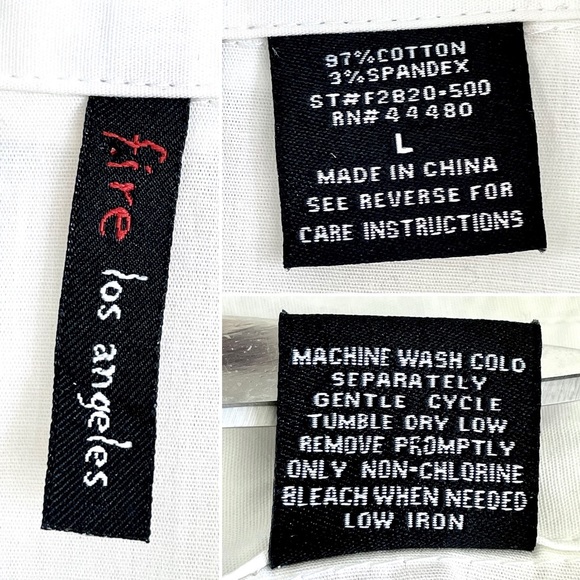 Fire Los Angeles White Short Puffy Sleeves Button Down Shirt with Ruffles - Picture 15 of 16